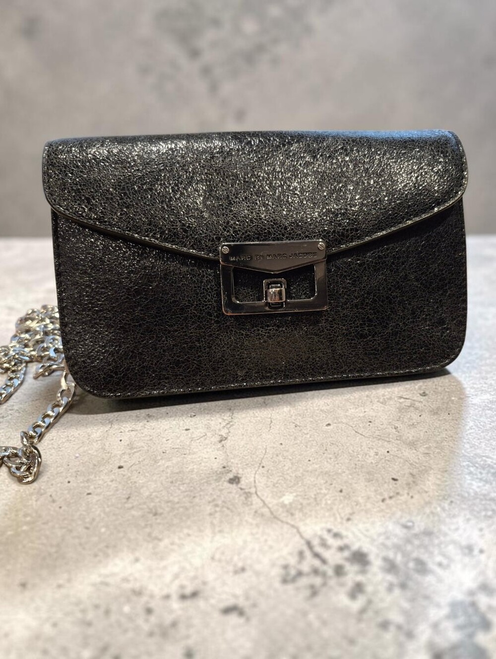 MARC BY MARC JACOBS JANE AT THE DISCO METALLIC LEATHER CROSSBODY CLUTCH